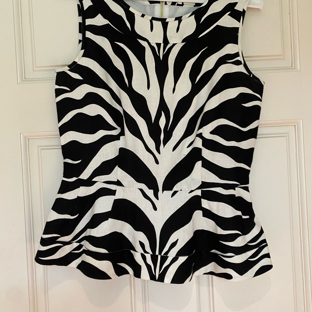 Kate Spade Linen sleeveless zebra top 2